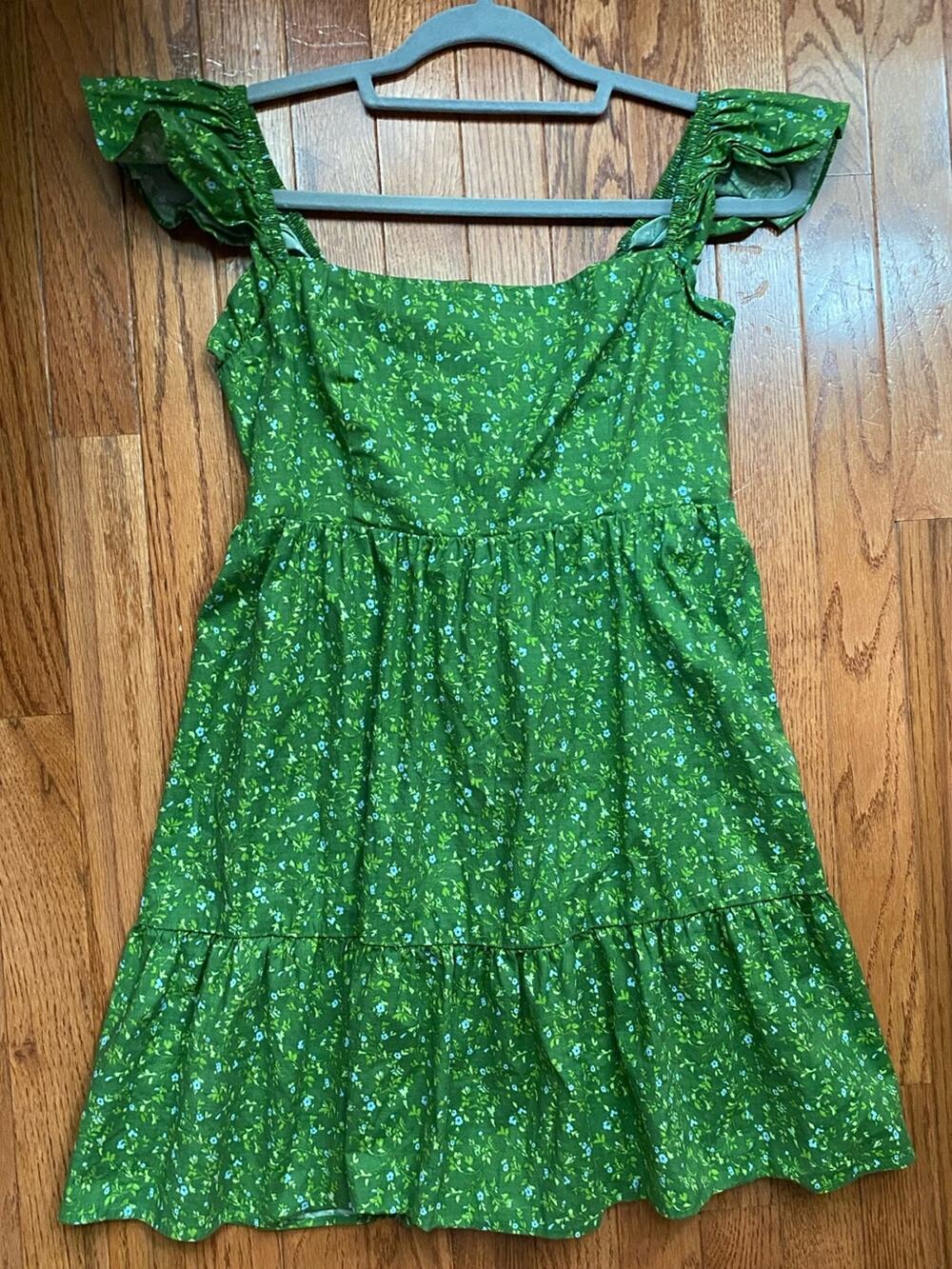 Reformation $220 Jeune Mini Dress Isla Green White Floral Cotton Casual sz 6 EUC